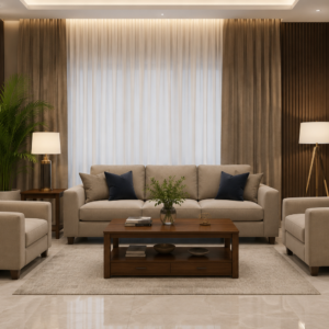 Modern Beige Sofa Set 3+2+1 Seater for Luxury Living Rooms in Riyadh