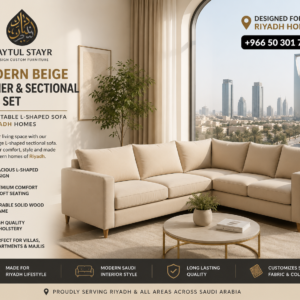 Modern Beige Corner and Sectional Sofa Set | Comfortable L-Shaped Sofa Riyadh