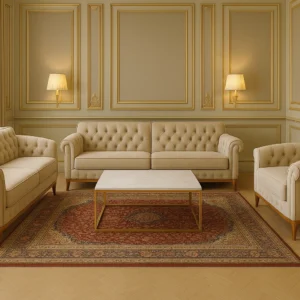 Royal Beige Chesterfield 6-Seater Sofa Set