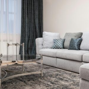 Modern Curtain and L-Shape Sofa Set for Luxury Riyadh Interiors | Elegant Saudi Home Furniture